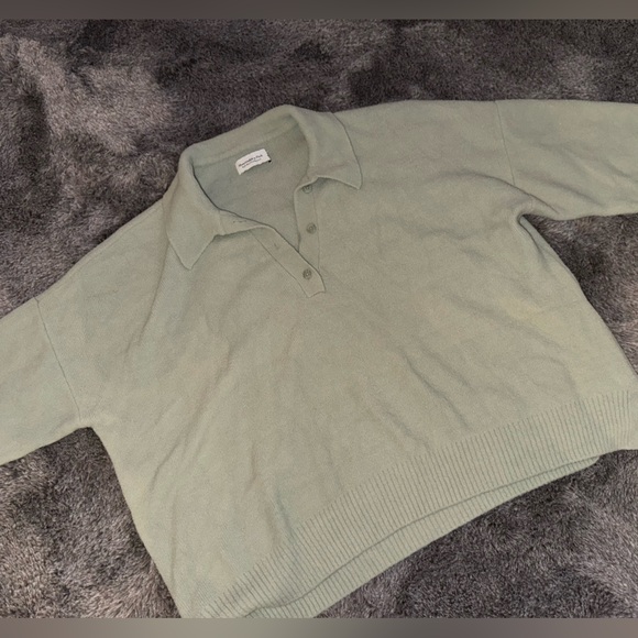 abercrombie sage green super soft polo sweater quarter button up - Picture 3 of 12